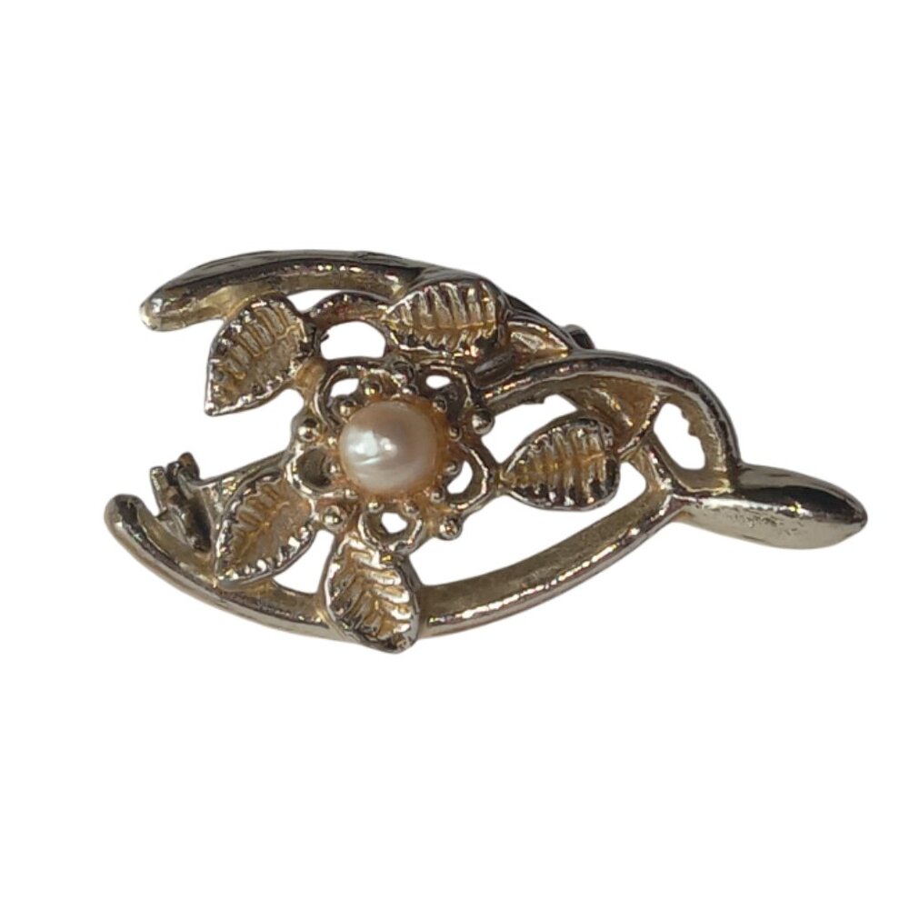Vintage Faux Pearl Wishbone Brooch